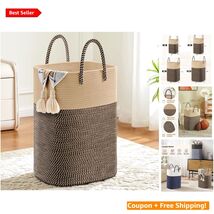Stylish 60L Cotton Rope Laundry Hamper for Versatile Home Storage Needs - $79.15