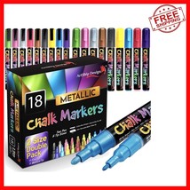 Versatile 18 Metallic Chalk Markers with Fine &amp; Chisel Tips - Perfect fo... - $687.50 MXN
