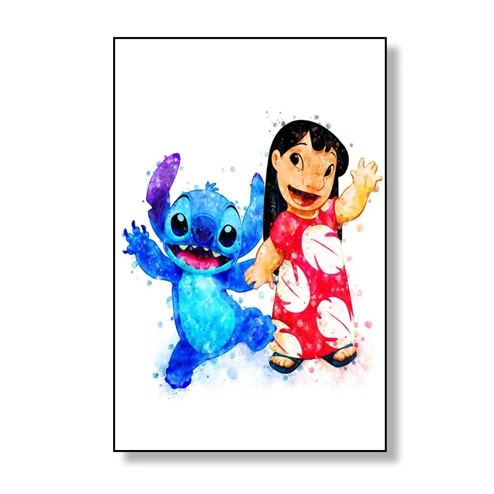 MINISO Disney Stitch Watercolor Wall Art Poster Angel -13X18cm Unframe h... - $75.38 MXN