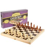 Chess Wooden Checkers Folding Board Game Box Set Vintage Checkers Queens... - $26.72+
