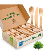 300 Pieces Wooden Compostable Utensils [120 Forks, 90 Knives, 90 Spoons]... - $1,504.58 MXN