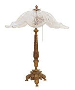 Very Size Elegant Art Nouveau Table Lamp Brass Lamp Unique 1940 Lion Heads - $296.40