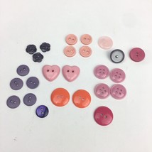 Mixed Lot of 25 Pink Orange Purple Buttons 2 and 4 Hole Shank Back Vinta... - $9.49