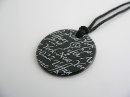 Tiffany &amp; Co Notes Necklace Silver Black Bone Circle Script Pendant Gift Love - £199.46 GBP