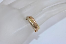 Vintage 18K Tri-Tone Gold 3 Interlocking Bands Rolling Ring Size (4) 4.7 grams - £294.31 GBP