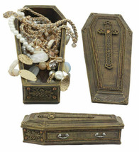 Rustic Vampire Coffin Box Rest In Peace Dracula Casket Trinket Box 8&quot;L - $24.99