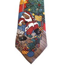 Christmas Tie Sleeping Santa Bear 58&quot; Red Graphics &quot;Thinking of You Ties&quot; - $12.30