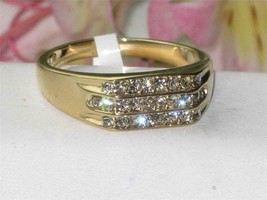 Da Uomo Fidanzamento a Pavé Set Anello 1Ct Rotondo Diamanti Finti 14K Oro Giallo - £117.44 GBP
