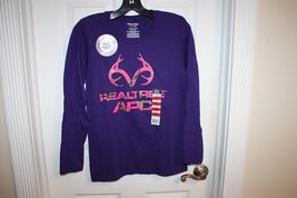NEW Realtree Shirt Women&#39;s Small Purple Long Sleeve T-Shirt Pink Camo Lo... - £10.84 GBP