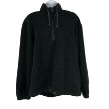 Unionbay Mens Black Sherpa Fleece Pullover Half Zip Large Cozy Warm Sweater - $24.15