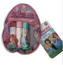 Disney Princess Lip Smacker Ariel Jasmine 3 Pc Lip Balm Set w Pouch Disc... - $22.42