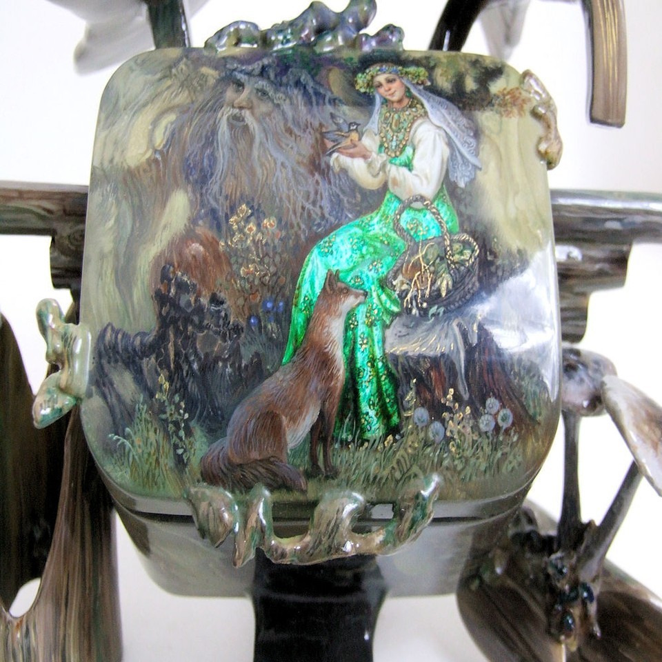 Hand Painted One Of A Kind Russian Lacquer Box "Ural Tales" By N. Zotov-
show... Item image 5