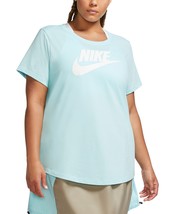 Nike Womens Sportswear Cotton Logo T-Shirt,Glacier Ice,1X - £37.38 GBP