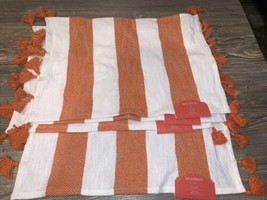 Set Of 4 OpalHouse Cotton Preppy Stripe Placemats. Orange/White. NWT. U - £19.83 GBP