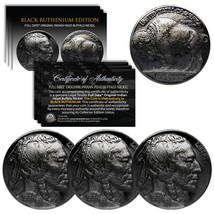 Lot Of 3 Various Full Date Buffalo Nickels Coins - Black Ruthenium Indian Head - £10.50 GBP