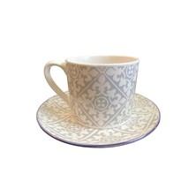 Large Fiorella Coffee mug and matching plate Gray and White - $19.77