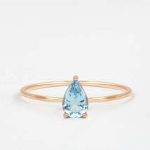 1Ct Pear Cut Aquamarine 14K Rose Gold Over Engagement Vintage Ring For Gift - £62.02 GBP