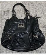 Kathy Van Zeeland y2k 2000s Black Large Faux Leather Glam Shoulder Bag Charms - €26,30 EUR