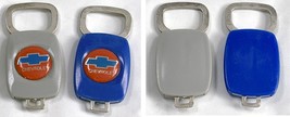 2 Vintage Chevrolet Logo Plastic Metal Key Ring Fob Holder Blue Gray - £20.98 GBP