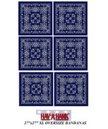 6 Hav-A-Hank XL BIG OVER SIZE BLUE PAISLEY 27&quot; BANDANA Head Wrap Face Ma... - $46.29 CAD