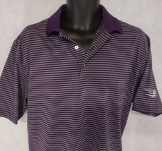 Peter Millar Polo Shirt Medium Purple Gray Stripe Golf Shirt Champions Run Omaha - £14.91 GBP