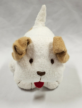 Old Navy White Dog Brown Spot Plush Rattle 7&quot; Baby Stuffed Animal Red Tongue - £15.52 GBP