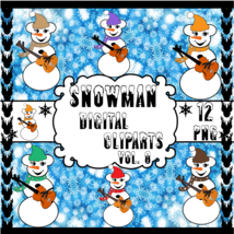 Snowman Vol. 8-Digital Clipart,Christmas,Craft,Snow,Scarf,Hat,Gift Card,Gift Tag - £0.99 GBP