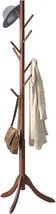 Coatrack 8 Standing Bamboo Coat Rack Hat Hanger For Jacket, Purse, Scarf Rack, - £35.65 GBP