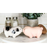 Ceramic Animal Farm Porky Pigs Lover Couple Kissing Salt Pepper Shakers Set - £13.36 GBP