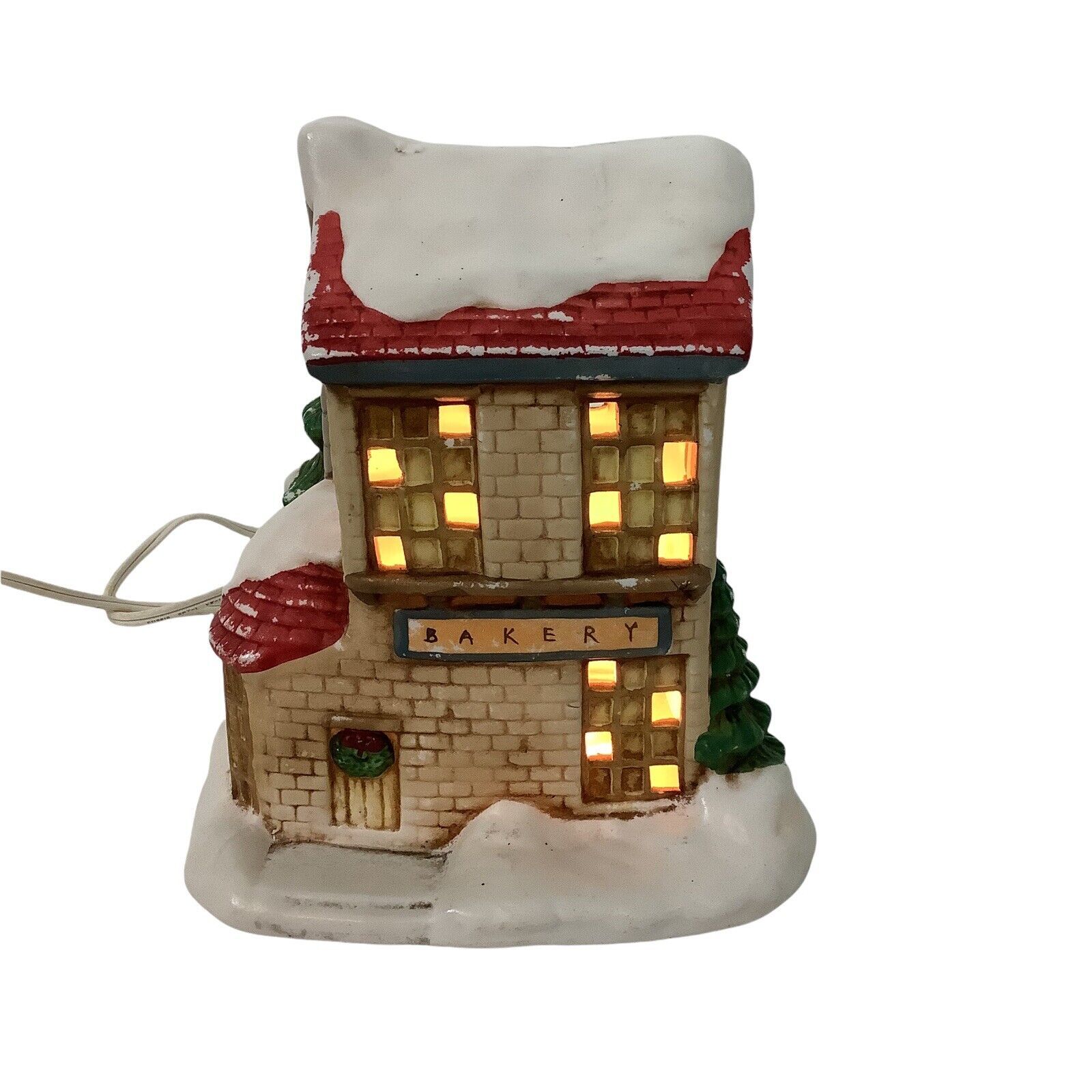 Lighted Bakery Two Story Christmas House Unbranded Ceramic Unboxed Vintage 1993 - $12.01