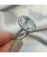 4.86TCW Oval Moissanite Engagement Halo Engagement Ring In 14k White Gol... - $2,819.08 MXN