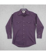 Ely Cattleman Men&#39;s Pearl Snap Shirt Purple Long Sleeve 15 1/2 32 Rockab... - £15.36 GBP