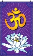 OM Flag 3x5 ft Sanskrit Prayer Hindu Hinduism Lotus Blossom India Aum NEW - £7.13 GBP