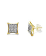 ADIRFINE 10K Solid Gold 9MM Square Micro Pave Cubic Zirconia Studs Earrings - $167.99