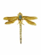 Natural Opal Triplet &amp; Earth Mined Diamond Dragonfly Brooch Pin 18kt Gold - £905.81 GBP