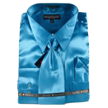 Daniel Ellissa Men&#39;s Dress Shirt Turquoise Tie Hanky Satin Sizes 17.5 - ... - $35.99