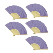 5pcs Orchid Paper Fans Lot of 5 Five Folding Hand Fan Lt Purple Wedding ... - £7.09 GBP