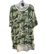 NWT LuLaRoe XL White &amp; Green Striped Tropical Palm Leaves Irma Oversized... - $32.66