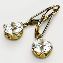 14K Yellow Gold Earrings Cubic Zirconia Drop Dangle Pierced Lever Back 2.3g - $184.98