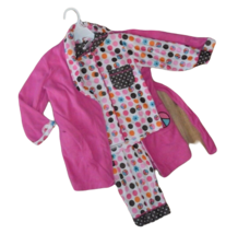 Sz 2T Girl&#39;s Bunz Kidz Fleece Top, Robe &amp; Pants 3 Piece Pajamas Set ~ Polka Dot - £16.53 GBP
