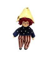 Vintage Rag Doll Red Curly Hair &amp; Striped Pants Patriotic Dunce Cap Hat ... - $28.04