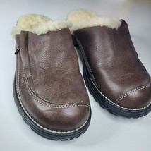 Ugg Australia Leather Sherpa Clog Slip On Shoes USA 6 EUR 37 UK 4.5 Short Heel - £28.87 GBP