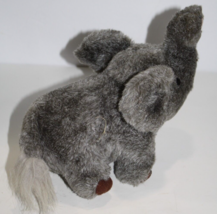 SKM Elephant Gray Plush Brown Feet 9&quot; Soft Toy Stands Grey Stuffed Zoo Animal - £9.71 GBP