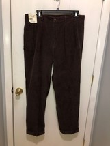 NWT Savane Vintage Corduroy Cuffed Hem Pants Mens SX 40X32 Brown No Wrin... - $19.79
