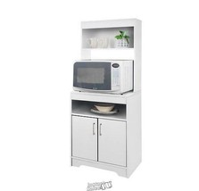 One Space White Saving Microwave Stand Cabinet Cart Organizer 15&quot;Lx24&quot;Dx... - $123.49