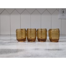 Amber Beer Barrel Mini Shot Glass Set Of 4, Vintage Bar Mug, Toothpick Holder - £22.18 GBP