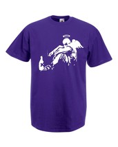 Mens Banksy Street Art Graffiti T-Shirt; Fallen Angel with Rome Bottle Tshirt - £19.77 GBP