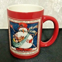 Crazy Mountain Snowman Ceramic Coffee Mug 12 oz. Santa&#39;s Helper Diane Knott - $17.65