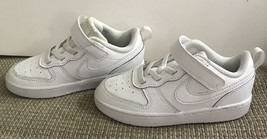 Nike All Day Play White Sneakers Swoosh Unisex Kid Shoes Youth Size 9C Excellent - £19.46 GBP