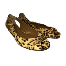 Stuart Wietzman Leather Animal Print Peep Toe Slip On Flats Shoes Womens... - $31.99